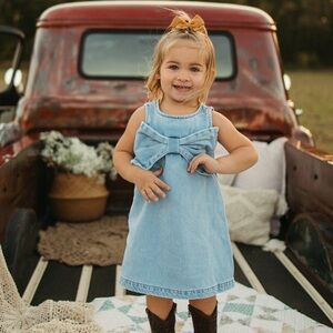 Zara toddler Denim Dress with Bow